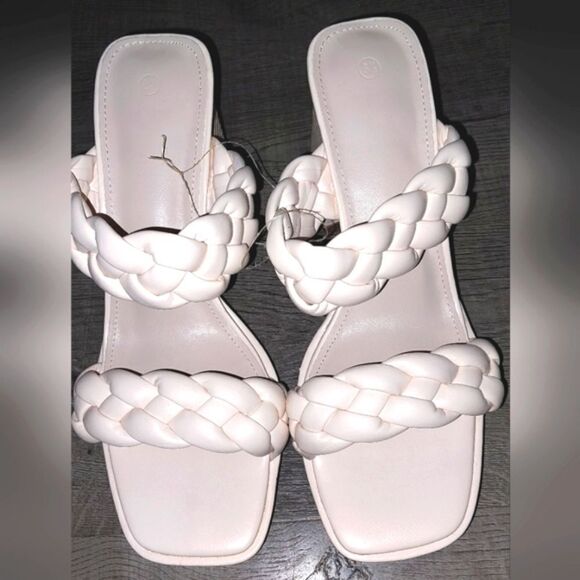 Super cute Apricot 2 braid band sandle heels sz 8.5 - Picture 3 of 8